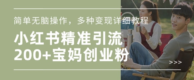 小红书混剪日引200+宝妈创业粉，简单无脑操作，多种变现详细教程-资源鲟