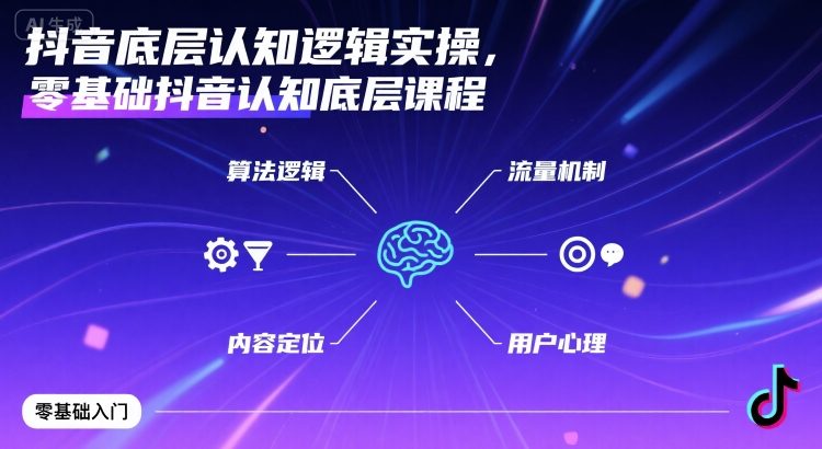 抖音底层认知逻辑实操，零基础抖音认知底层课程-资源鲟