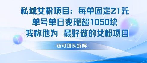私域女粉项目：每单固定21块，单日变现超1k+，最好做的女粉项目-资源鲟