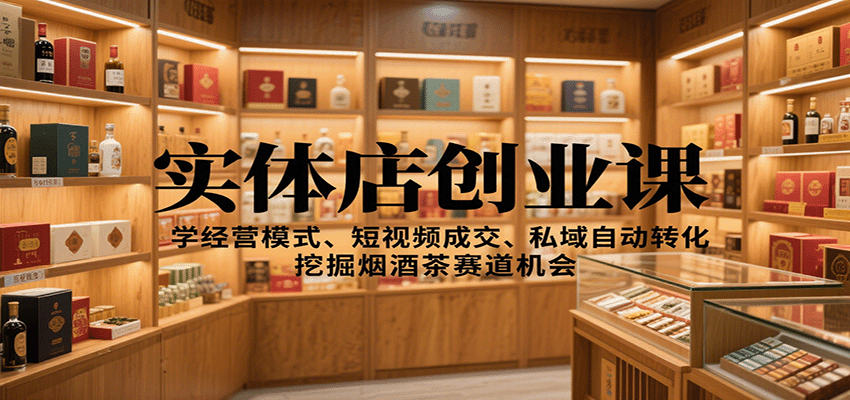 实体店创业课：学经营模式、短视频成交、私域自动转化，挖掘烟酒茶赛道机会-资源鲟