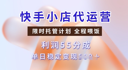 快手小店代运营，限时托管计划，收益55分，单日稳定变现多张【揭秘】-资源鲟