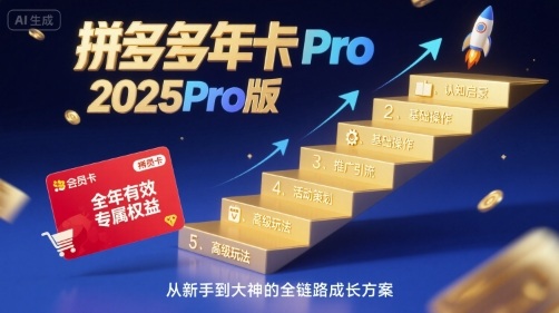 拼多多年卡2025Pro版，五大板块从认知到基础、从推广到活动、从活动到玩法-资源鲟