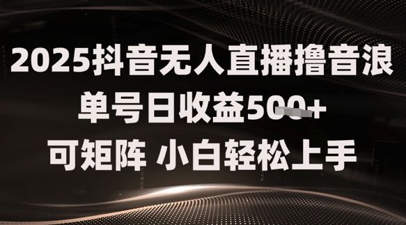 2025抖音无人直播撸音浪单号日收益5张+可矩阵，小白轻松上手-资源鲟