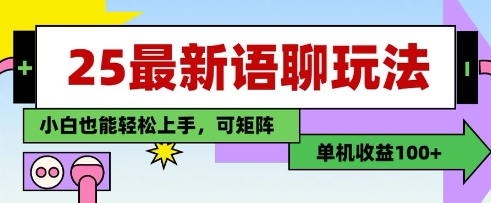 25年最新语聊玩法，纯手工，单机收益100+，小白也能轻松上手，可矩阵操作-资源鲟