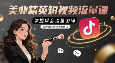 美业精英短视频流量课，掌握抖音流量密码，天天有询单，条条有转化-资源鲟