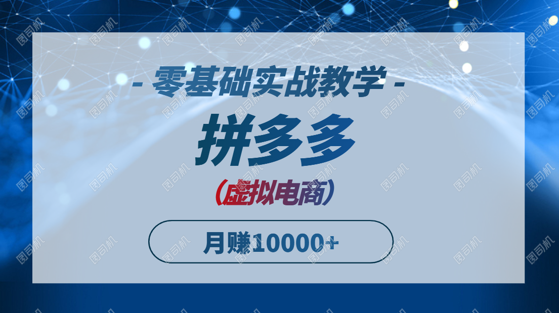 （14880期）拼多多虚拟电商，零基础实战教学，快速打爆商品，新手也能月入10000+-资源鲟