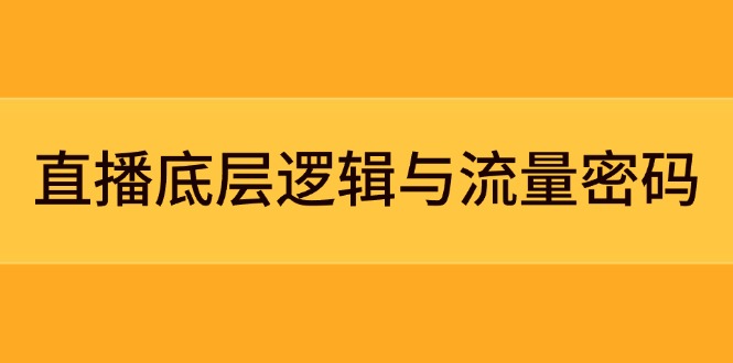 （14695期）直播底层逻辑与流量密码：定位模型+案例拆解，急速流承接与数据优化全攻略-资源鲟