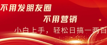 不用发朋友，不用销售，不用频繁加好友，每天15分钟，日入一两百-资源鲟