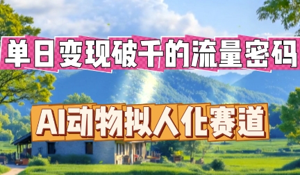 单日变现破k的流量密码，AI动物拟人化赛道-资源鲟