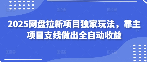 2025网盘拉新项目独家玩法，靠主项目支线做出全自动收益-资源鲟