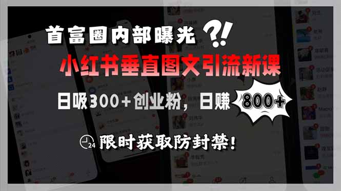 （15313期）首富圈内部曝光小红书垂直图文引流新课，日吸300+创业粉，日赚800+，限…-资源鲟