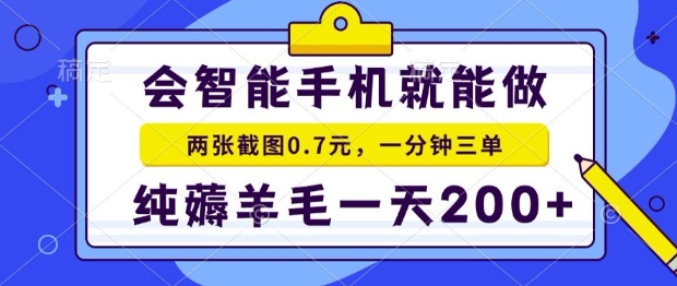 2025年零撸手机项目，二十秒一单，纯薅羊毛，一天200+做就有【揭秘】-资源鲟