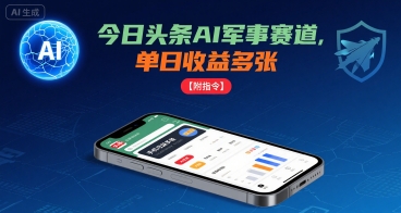 今日头条AI军事赛道，单日收益多张 ，手机可做【附指令】-资源鲟