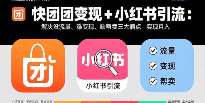 （15877期）快团团变现+小红书引流：解决没流量、难变现、缺帮卖三大痛点 实现月入3w+-资源鲟
