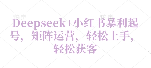 Deepseek+小红书暴利起号，矩阵运营，轻松上手，轻松获客-资源鲟