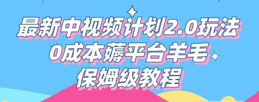 最新中视频计划2.0玩法，0成本薅平台羊毛，保姆级教程-资源鲟