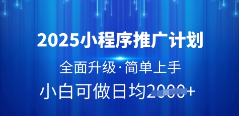 2025小程序推广计划，全面升级，简单上手，日均多张【揭秘】-资源鲟