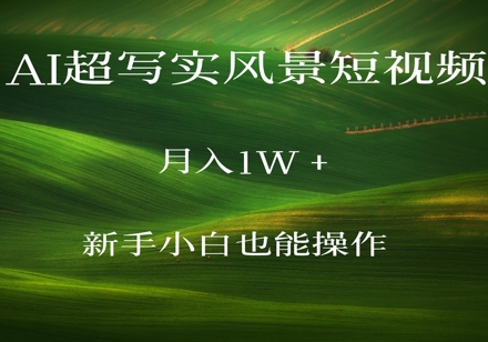 AI超写实风景短视频，月入1w，新手小白都能操作-资源鲟