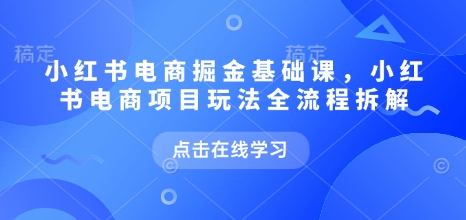 小红书电商掘金课，小红书电商项目玩法全流程拆解-资源鲟