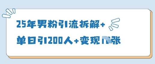 25年男粉引流拆解+单日引200人+变现多张-资源鲟