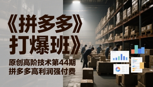 《拼多多打爆班》原创高阶技术第44期，拼多多高利润强付费-资源鲟