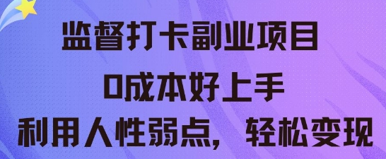 监督打卡副业新玩法，0成本好上手，利用人性的弱点轻松变现-资源鲟
