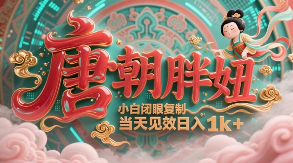 用AI克隆“唐朝胖妞”日更3条，平台疯狂推流，小白闭眼复制，当天见效，日入1k+-资源鲟