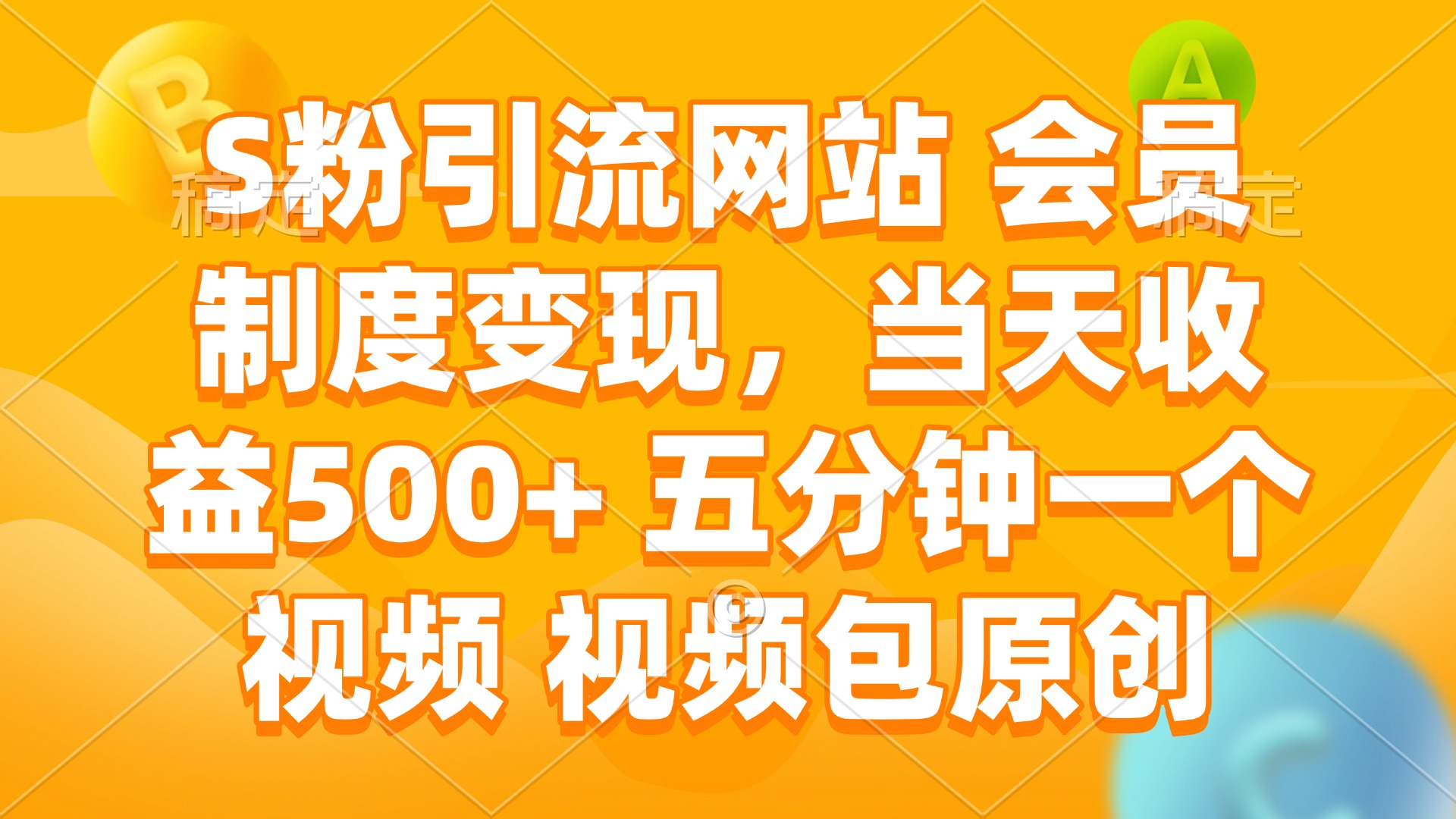 （14129期）S粉引流网站 会员制度变现，当天收益500+ 五分钟一个视频 视频包原创-资源鲟