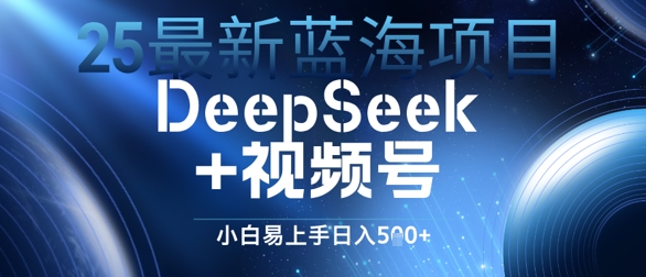 25最新蓝海项目DeepSeek+视频号，小白易上手日入几张-资源鲟