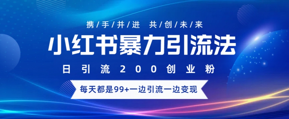 小红书暴力引流法，日引200精准创业粉，每天都是99+，边引流一边变现-资源鲟