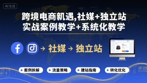 跨境电商新机遇，社媒+独立站，实战案例教学+系统化教学-资源鲟