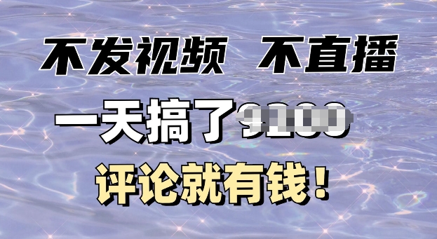 不发作品不直播，评论就有钱，一条最高10块，一天搞多张-资源鲟