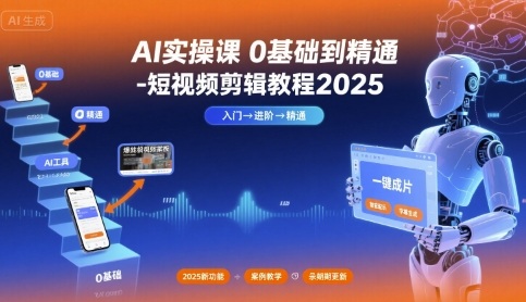 AI实操课0基础到精通-短视频剪辑教程2025-资源鲟