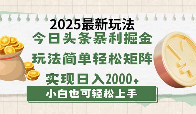 （14120期）今日头条2025最新玩法，思路简单，复制粘贴，轻松实现矩阵日入2000+-资源鲟