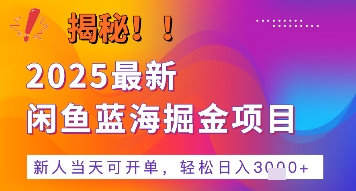 2025最新闲鱼蓝海掘金项目，新人当天可开单，轻松日入多张+的保姆级教程-资源鲟