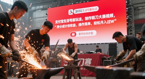 支付宝生活号新玩法，制作锻刀大赛视频，挣分成计划收益，操作简单，轻松月入过W-资源鲟