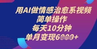 用AI做情感治愈系视频，简单操作，每天10分钟，单月变现6k+-资源鲟