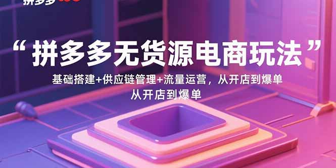 （15886期）拼多多无货源电商玩法：基础搭建+供应链管理+流量运营，从开店到爆单-资源鲟