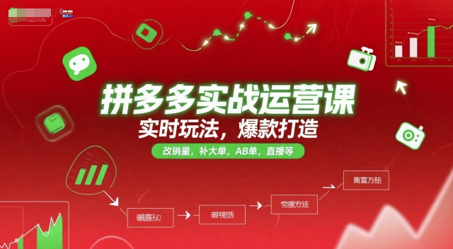 拼多多实战运营课，实时玩法，爆款打造，改销量，补大单，AB单，直播等（更新2025月）-资源鲟