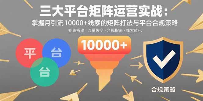 （15841期）三大平台矩阵运营实战：掌握月引流10000+线索的矩阵打法与平台合规策略-资源鲟