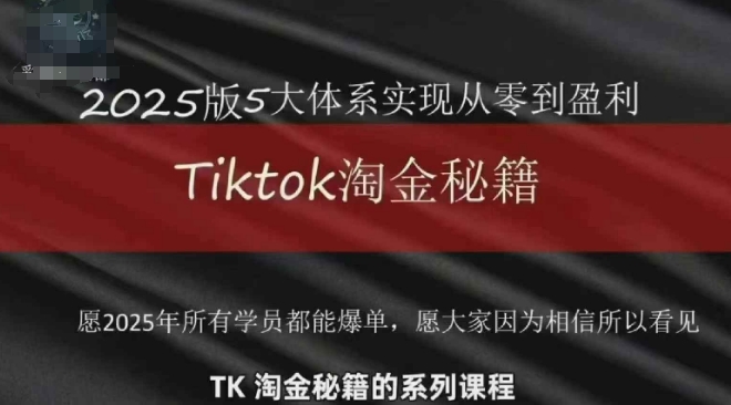 TikTok跨境2025淘金秘籍，​2025TikTok从0到盈利变现-资源鲟