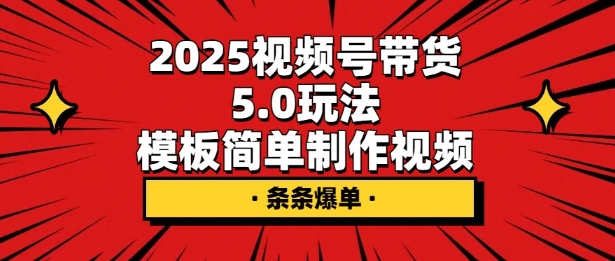 2025视频号带货5.0玩法，模板简单制作视频，条条爆单-资源鲟