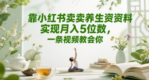 靠小红书卖养生资料实现月入5位数，一条视频教会你-资源鲟