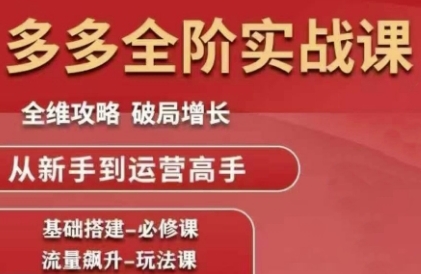 拼多多全阶实战课程，全维攻略，破局增长，从新手到运营高手-资源鲟