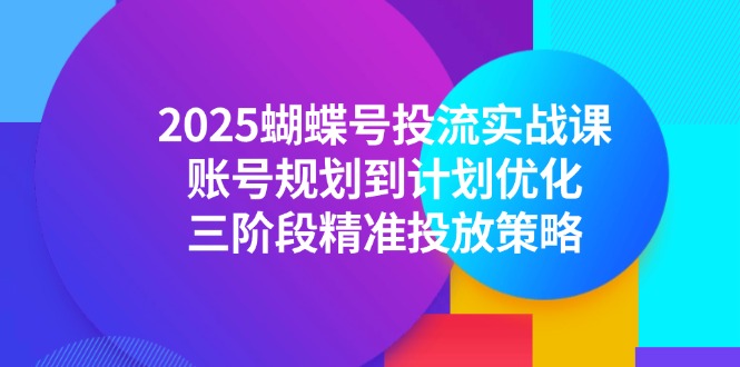 （14987期）2025蝴蝶号投流实战课，账号规划到计划优化，三阶段精准投放策略-资源鲟