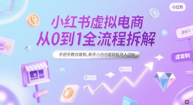 小红书虚拟电商从0到1全流程拆解，手把手教你复制，新手小白也能轻松月入过W-资源鲟