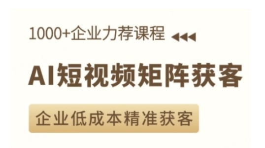 AI短视频矩阵获客实操课，企业低成本精准获客-资源鲟