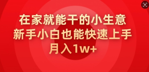 在家就能干的小生意，新手小白也能快速上手，月入1w-资源鲟