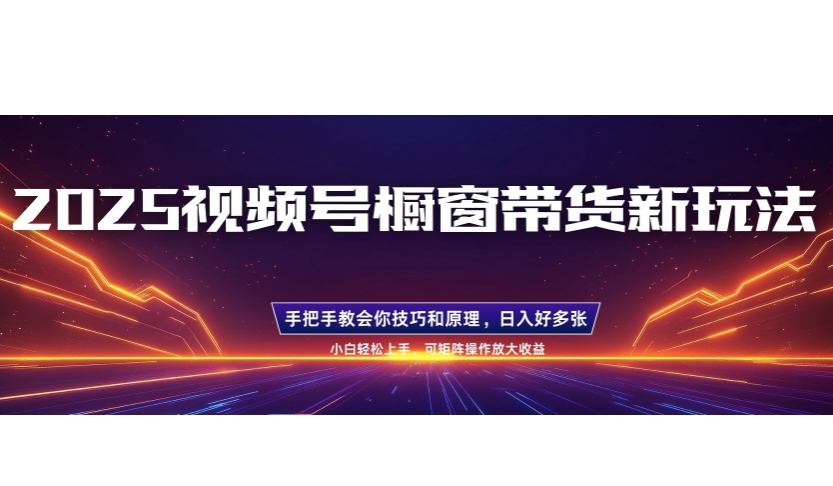25年最新视频号橱窗带货新玩法，零基础，手把手教学，每天三小时，起号以后日入多张-资源鲟