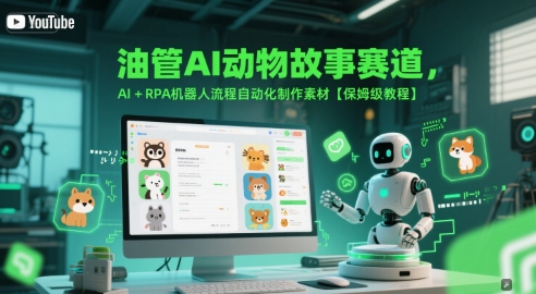 油管AI动物故事赛道，AI+RPA机器人流程自动化制作素材【保姆级教程】-资源鲟